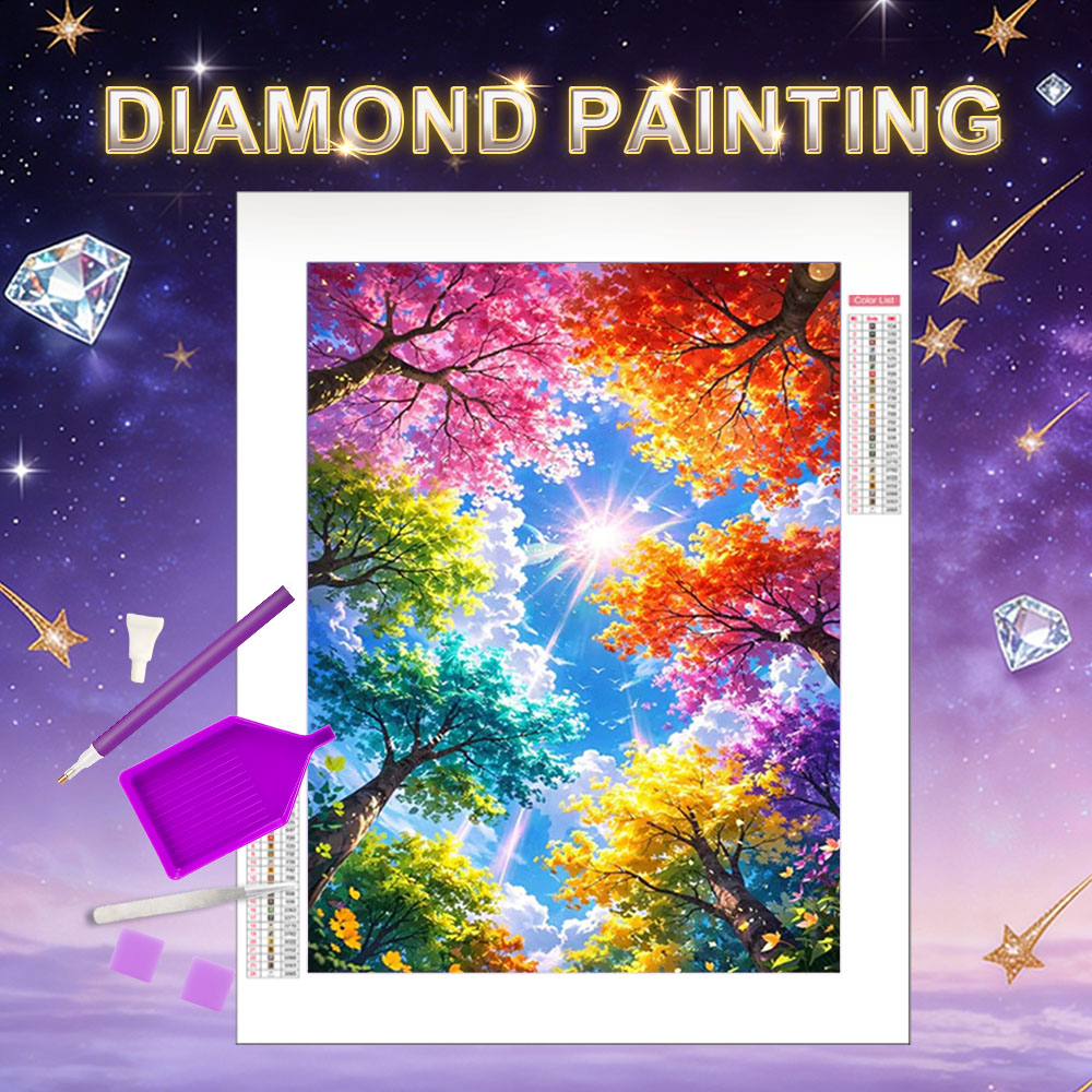 Art And Craft Autumn - Lukisan Berlian HUACAN Pemandangan Pohon Musim
