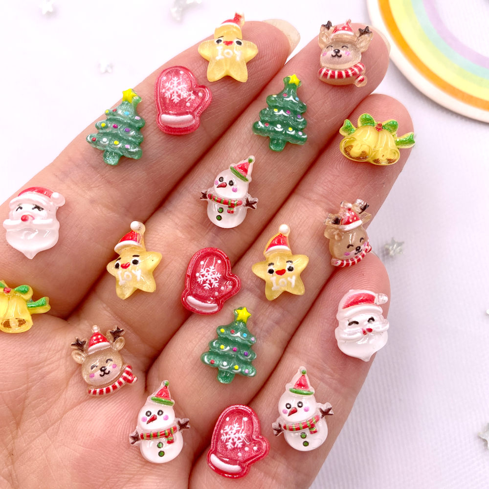 Art Craft Christmas Tree - 50 buah Resin Mini warna-warni Natal