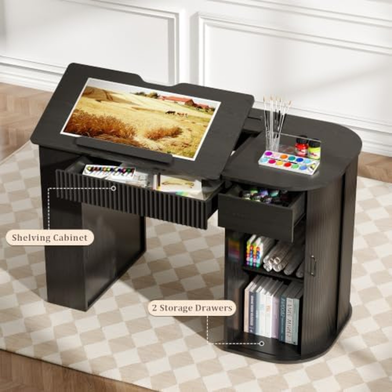 Meja Gambar dengan Kabinet Pen - Art Craft And ulasan dan harga