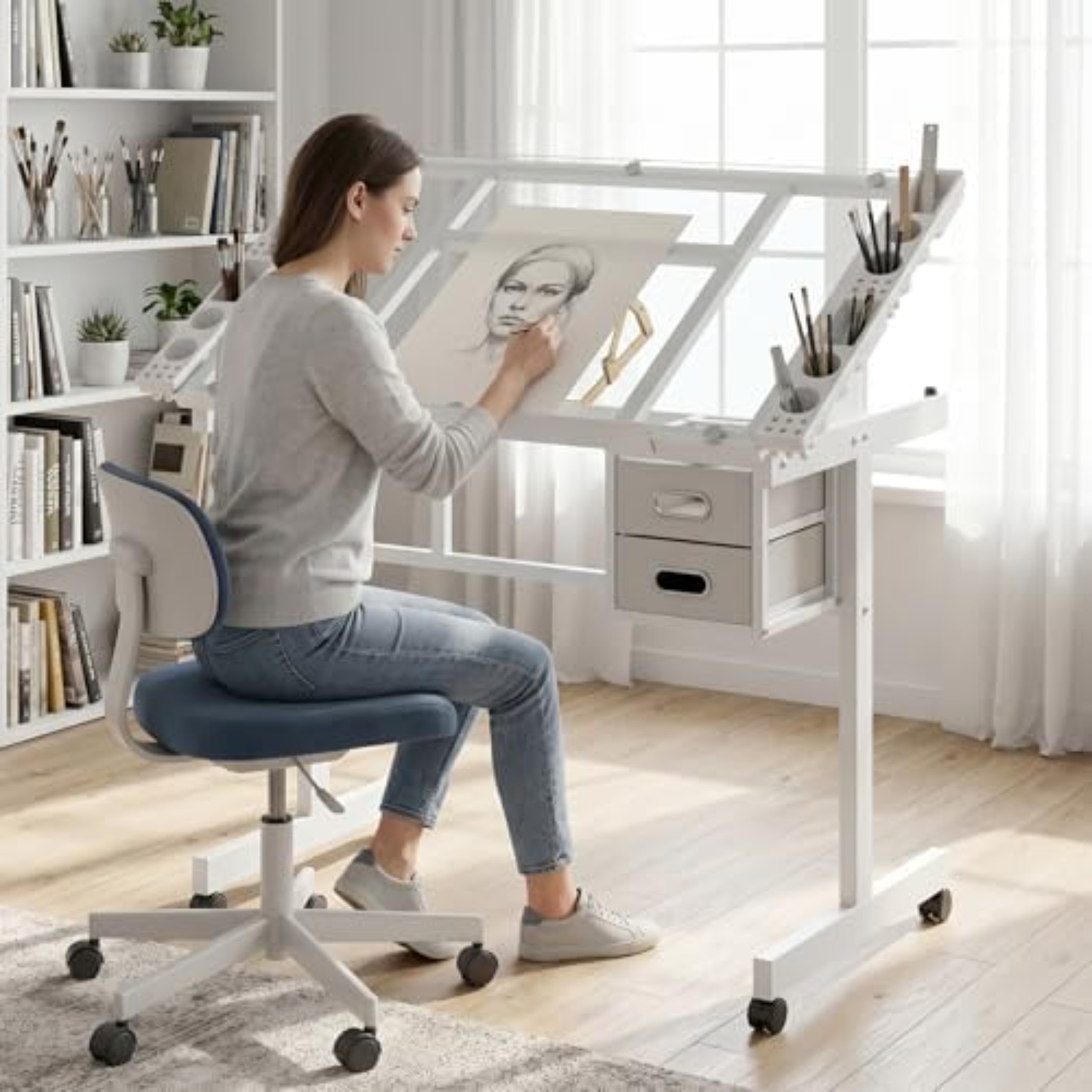 Meja Gambar Beroda, Meja Lukis - Art Craft And ulasan dan harga